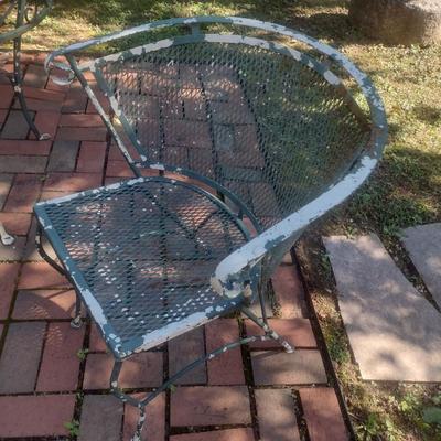 Vintage Wrought Metal Mesh Design Garden Chair