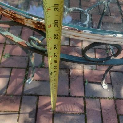 Vintage Wrought Metal Garden Table with Glass Top