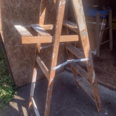 Pair of Vintage 5' Wooden A-Frame Ladders