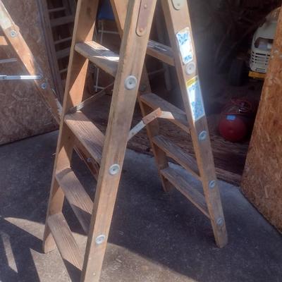 Pair of Vintage 5' Wooden A-Frame Ladders
