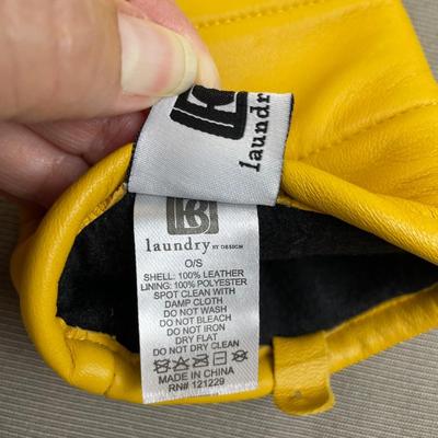 New Leather Pop Top Mittens Mustard