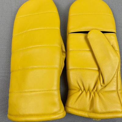 New Leather Pop Top Mittens Mustard