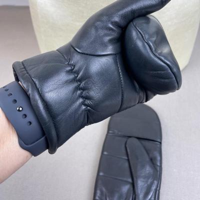 New Leather Pop Top Mittens Black