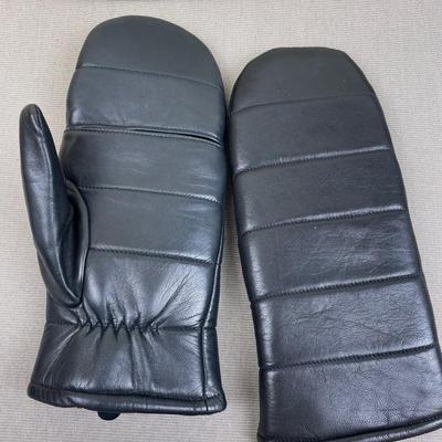 New Leather Pop Top Mittens Black
