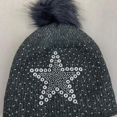 Joan Vass Beanie and Gloves Set Black Star
