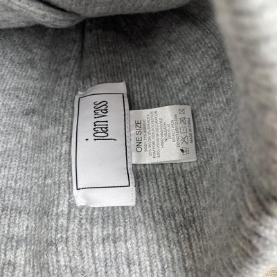 Joan Vass Light Grey Star Pom Beanie and Gloves Set