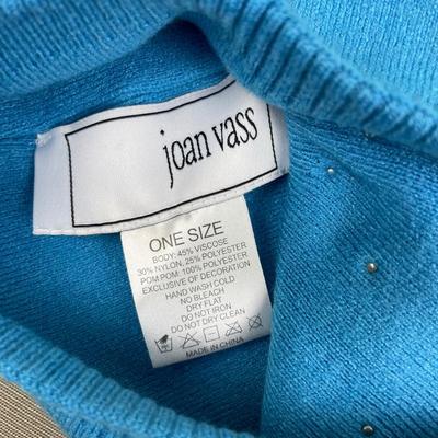 Joan Vass Turquoise Knit Pearls Beanie and Gloves Set