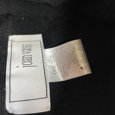 Joan Vass Black Knit Beanie and Gloves Set Pearls