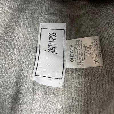 Joan Vass Light Grey Pearls Knit Beanie and Gloves Set