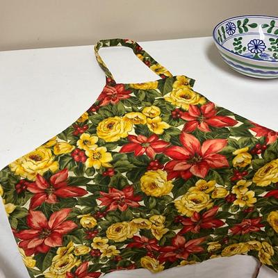 Placemats, serving bowls, apron
