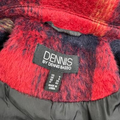 Dennis By Dennis Basso Red Plaid Coat 4