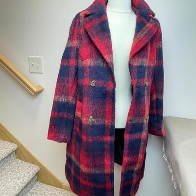 Dennis By Dennis Basso Red Plaid Coat 4
