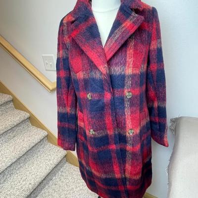 Dennis By Dennis Basso Red Plaid Coat 4