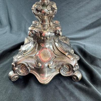 C Henninger Antique Glass ripple edge bowl with Silver plate pedestal