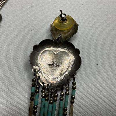 Sterling and Turquoise Necklace and Pierced Earrings