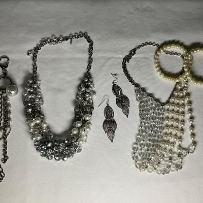 Pearl/Silver/glass beads sets w/pearl bracelets
