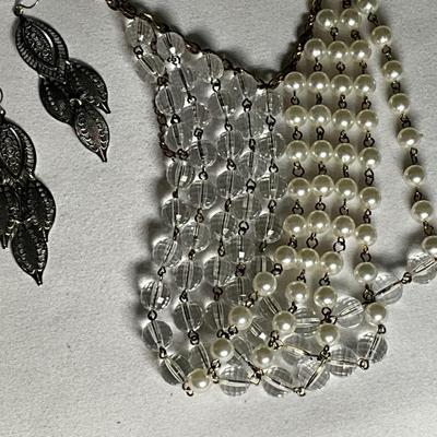 Pearl/Silver/glass beads sets w/pearl bracelets