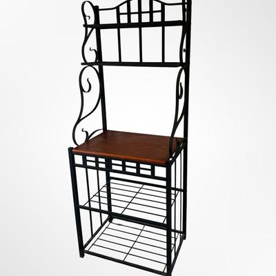 Metal Baker’s Rack with Wood Shelf