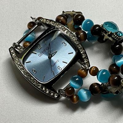 Blue, teal set of jewelry with a Geneva Watch