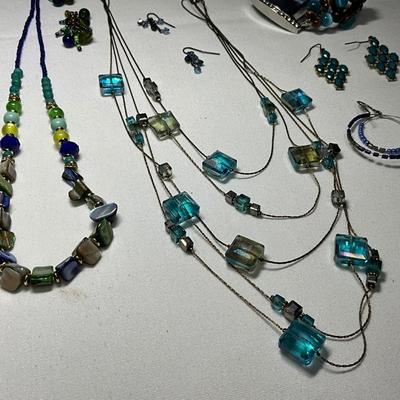 Blue, teal set of jewelry with a Geneva Watch