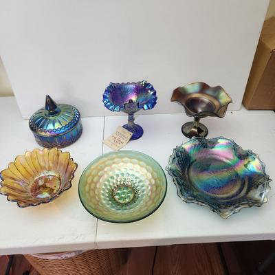 Lot of Vintage Carnival Glass some Fenton Glassware