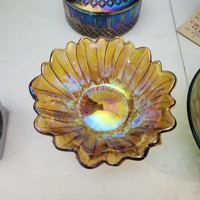 Lot of Vintage Carnival Glass some Fenton Glassware