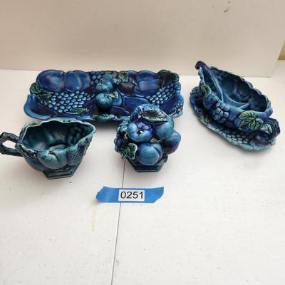 Inarco Blue E2373 Mood Indigo 4 Pieces Sugar Creamer Platter Gravy MCM