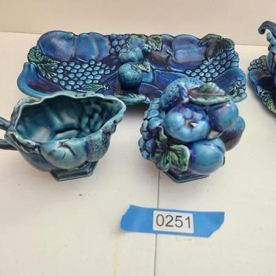 Inarco Blue E2373 Mood Indigo 4 Pieces Sugar Creamer Platter Gravy MCM