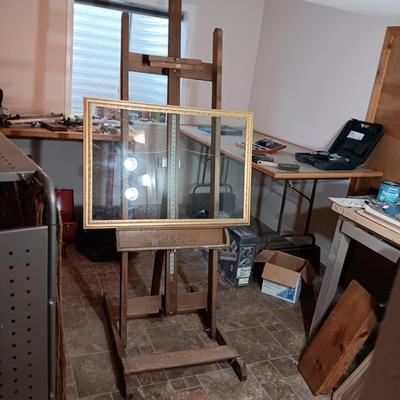 LARGE WOODEN EASEL WITH FRAME