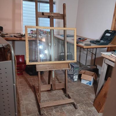 LARGE WOODEN EASEL WITH FRAME