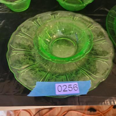 Large Lot of Green Glass Vaseline Uranium Glass Plates, Glass, Bowls