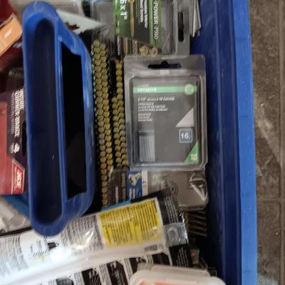 2 TIER TOTE FULL OF VARIOUS HARDWARE