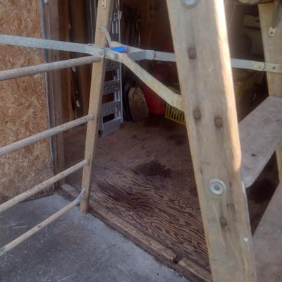 Vintage Wood A-Frame Ladder 74"