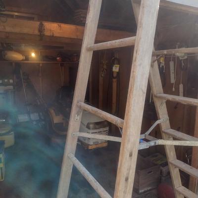 Vintage Wood A-Frame Ladder 74"