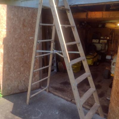Vintage Wood A-Frame Ladder 74"