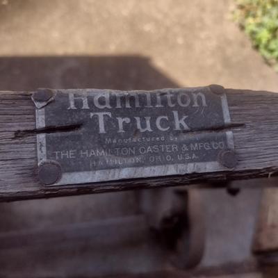 Antique Wood Framed Hamilton Barrel Hand Truck