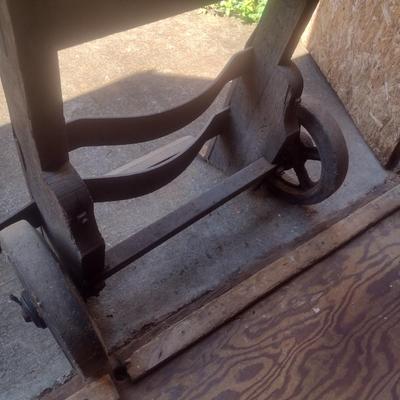 Antique Wood Framed Hamilton Barrel Hand Truck