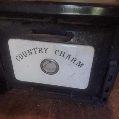Vintage Country Charm Electric Rustic Wood Stove Design Oven and Stove Top with Warmer Box and Stand