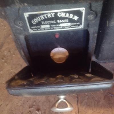 Vintage Country Charm Electric Rustic Wood Stove Design Oven and Stove Top with Warmer Box and Stand