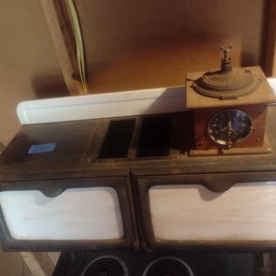 Vintage Country Charm Electric Rustic Wood Stove Design Oven and Stove Top with Warmer Box and Stand