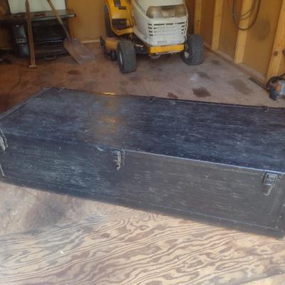 Hand Crafted Solid Wood Horse Carriage Storage Trunk