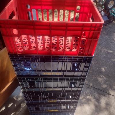 Set of Five Pepsi and Coca-Cola Hard Plastic Bottle Crates (B3)