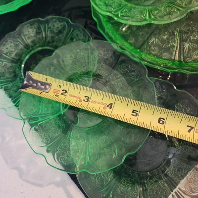 Large Lot of Green Glass Vaseline Uranium Glass Plates, Serving Dishes