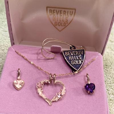 Beverly Hills Gold Heart Necklace & Earrings Set
