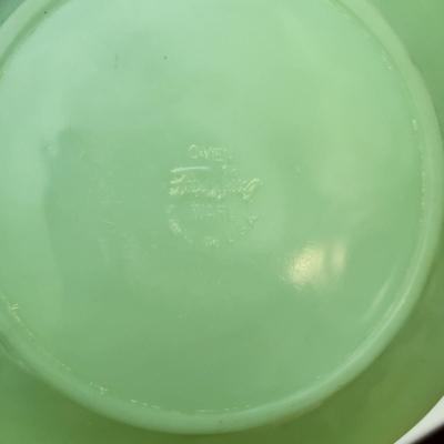Lot of Fire King Glass Plates Bowls Green