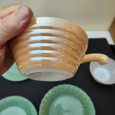 Lot of Fire King Glass Plates Bowls Green
