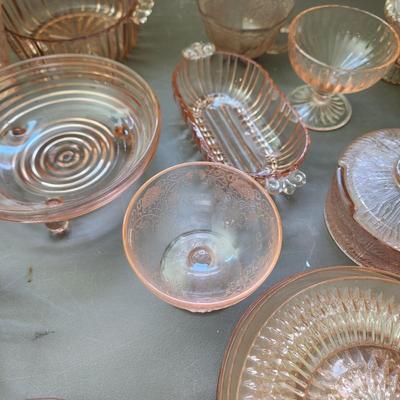 Lot of Vintage Pink Depression Glass Glassware