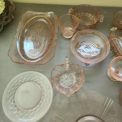Lot of Vintage Pink Depression Glass Glassware