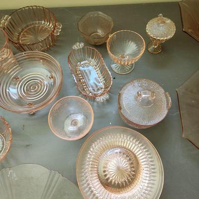 Lot of Vintage Pink Depression Glass Glassware