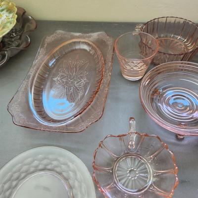 Lot of Vintage Pink Depression Glass Glassware